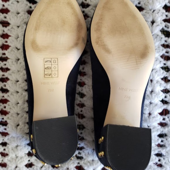 Nine West Navy Blue Suede Mid heel shoe - Picture 4 of 6